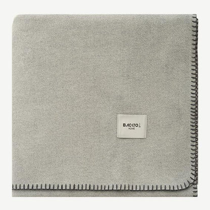 Blanket-Stitch Soft-Touch Throw Blanket in Smoky Grey