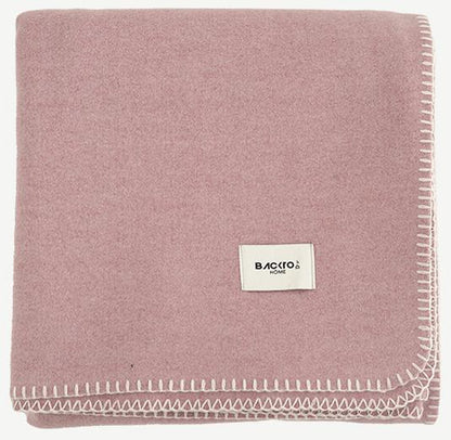 Blanket-Stitch Soft-Touch Throw Blanket in Pink