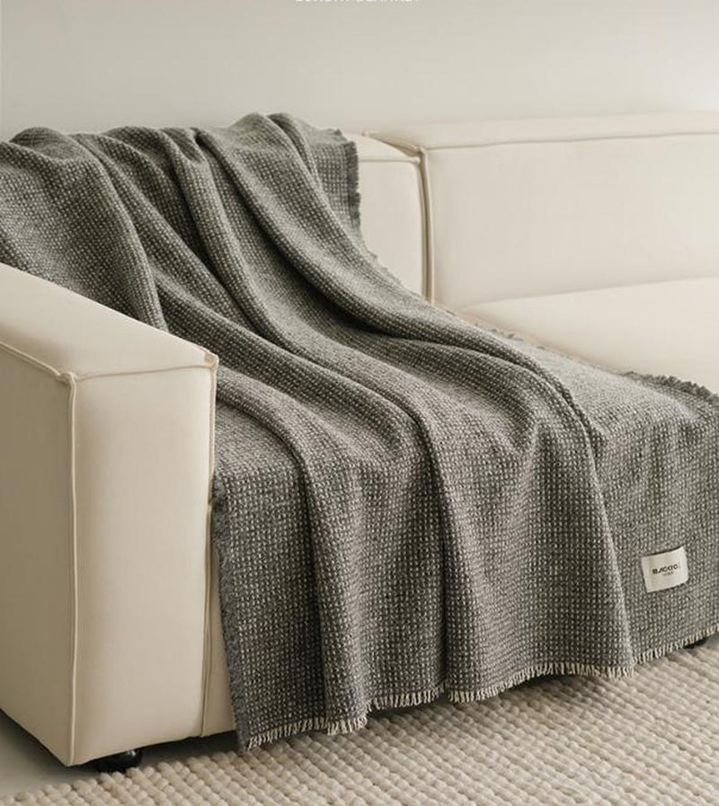Wool and Angora Blend throw, styled at home