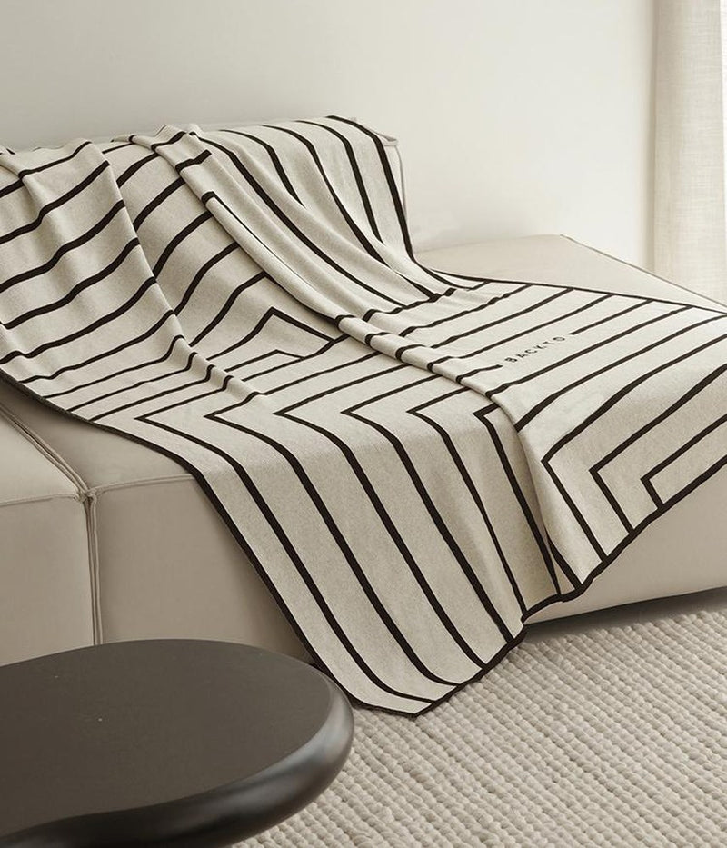 Striped Combed Cotton Knit Throw, styled at home