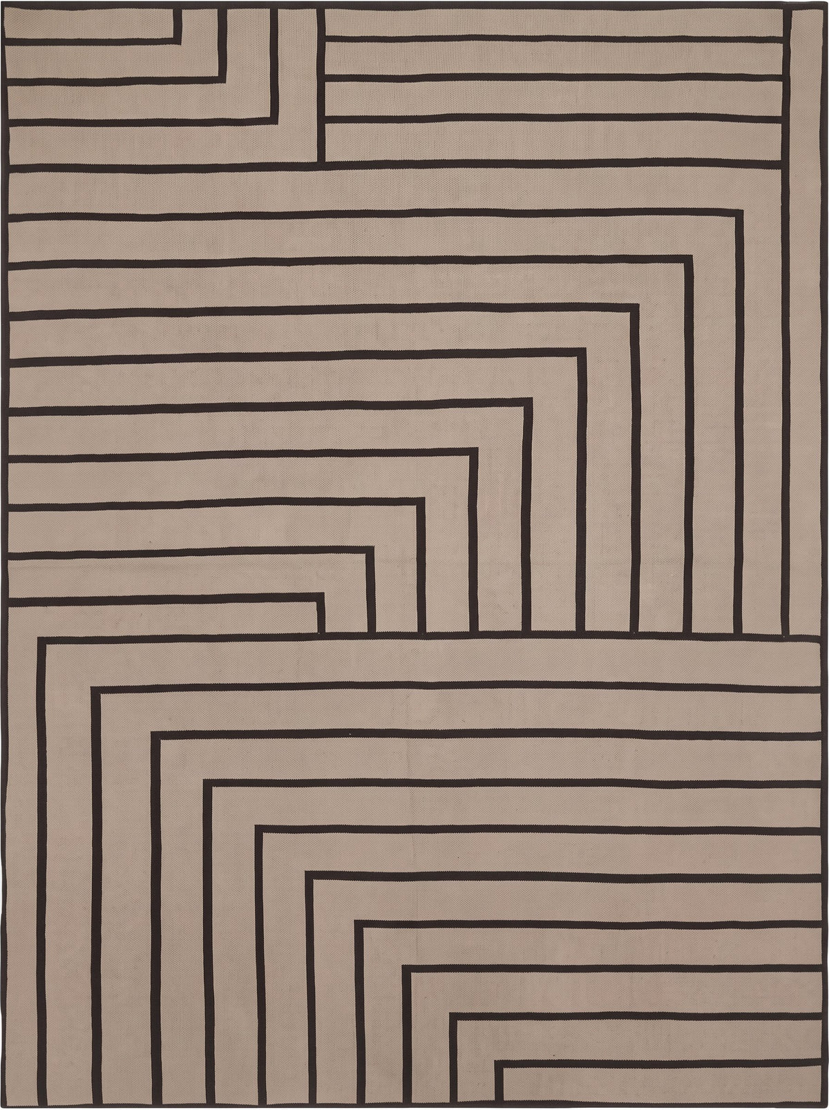 Striped Combed Cotton Knit Throw in Taupe and Brown