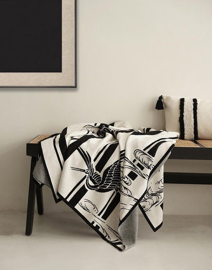 Swallow Jacquard Combed Cotton Knit Throw, styled at home