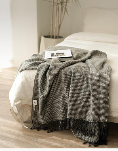 Grey Merino Wool Knit Throw, styled at home