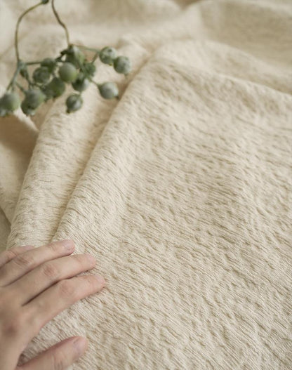 Ivory Tasselled Cotton Throw Blanket in Ivory