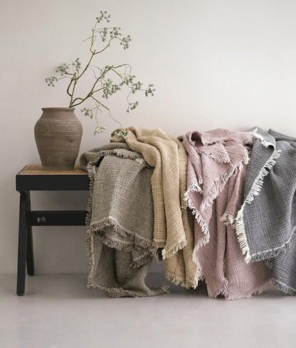 Linen Cotton Muslin throw, styled at home