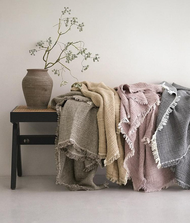 Linen Cotton Muslin throw, styled at home