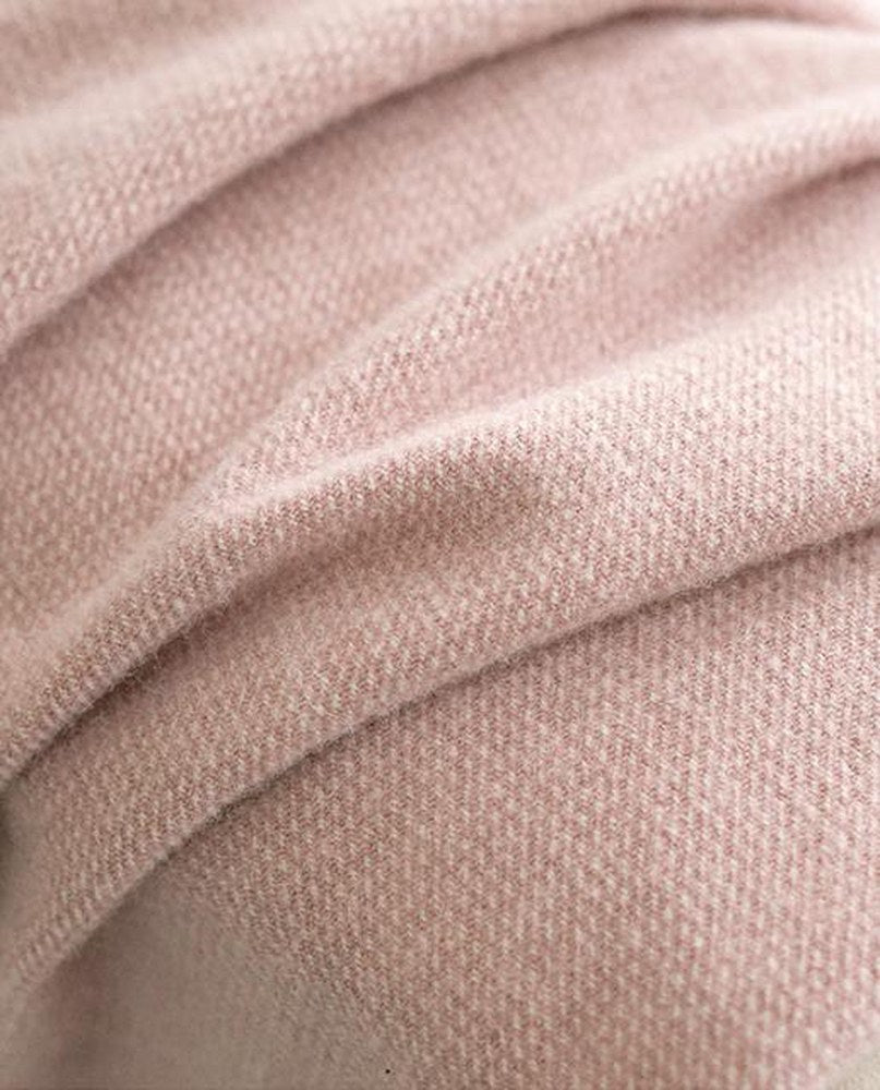 Blush Pink Merino Wool Throw Blanket in Blush Pink