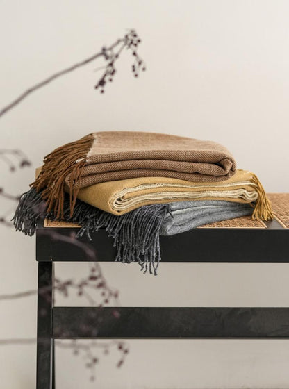 Fringed Pure Wool throw, styled at home