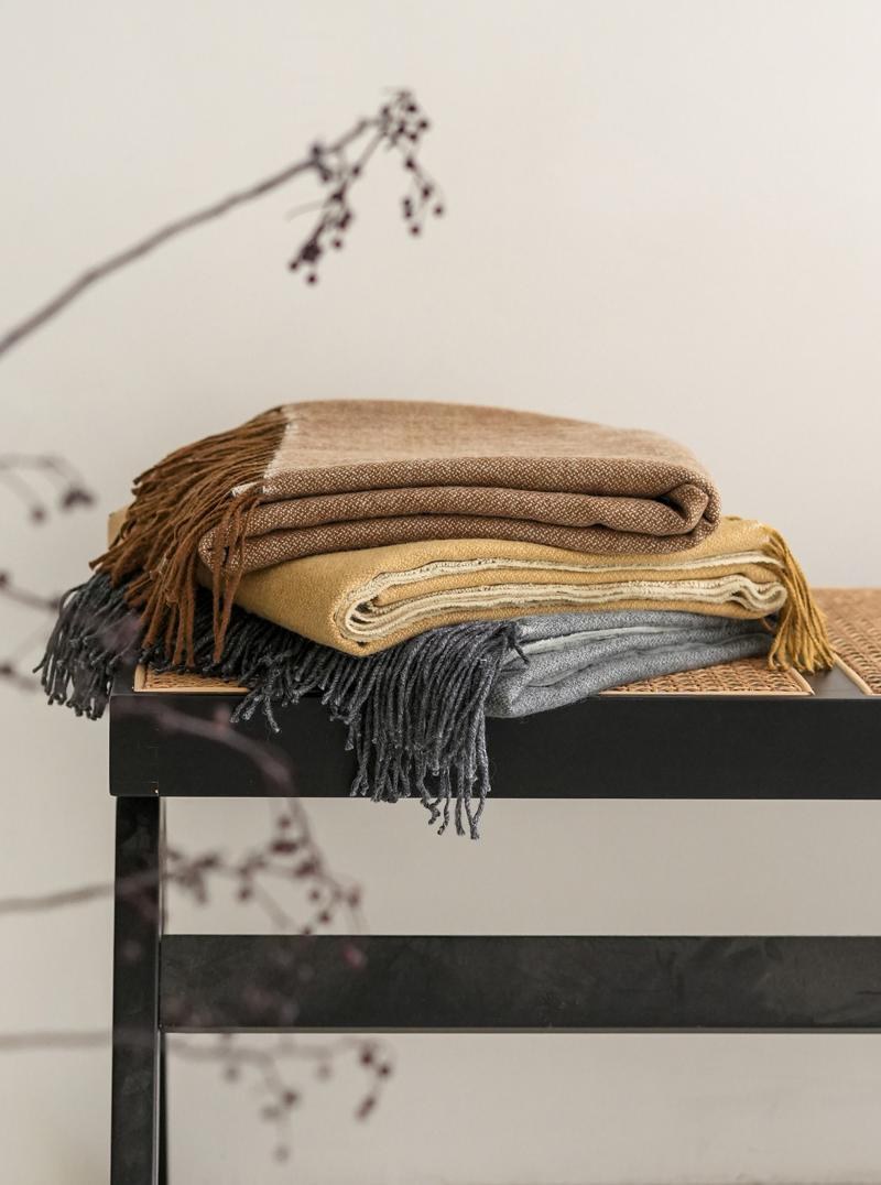 Fringed Pure Wool throw, styled at home