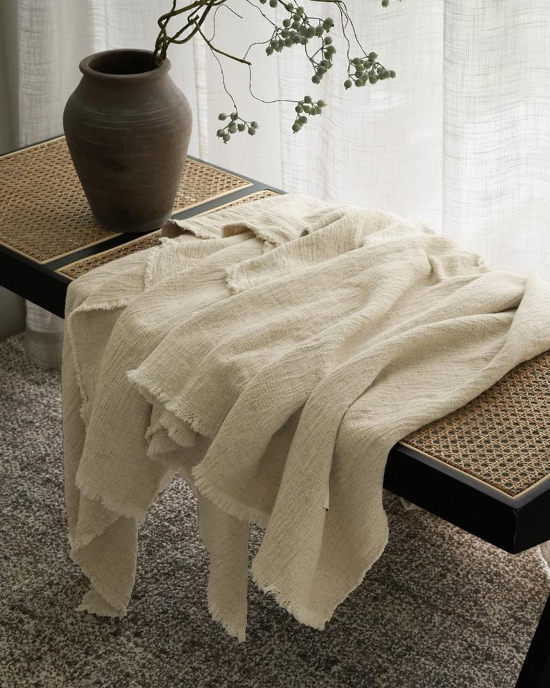 Ivory Linen Cotton throw, styled at home