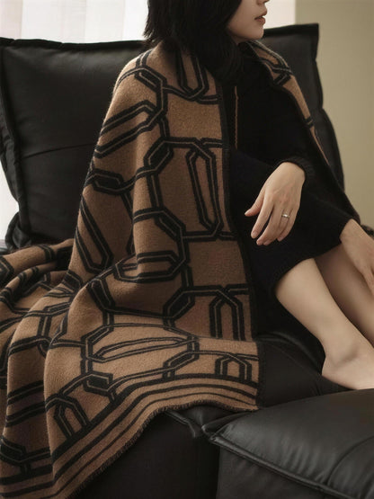 Brown Geometric Wool throw, styled at home