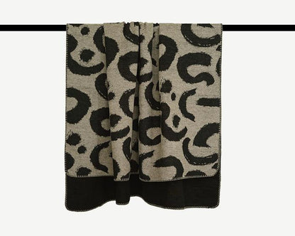 Ink Swirl Wool Blend Throw Blanket in Ink and Cream