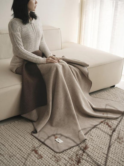 Mocha Pure Wool throw, styled at home