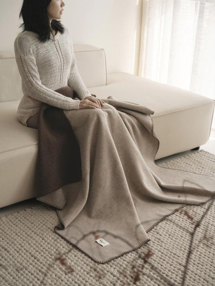 Mocha Pure Wool throw, styled at home