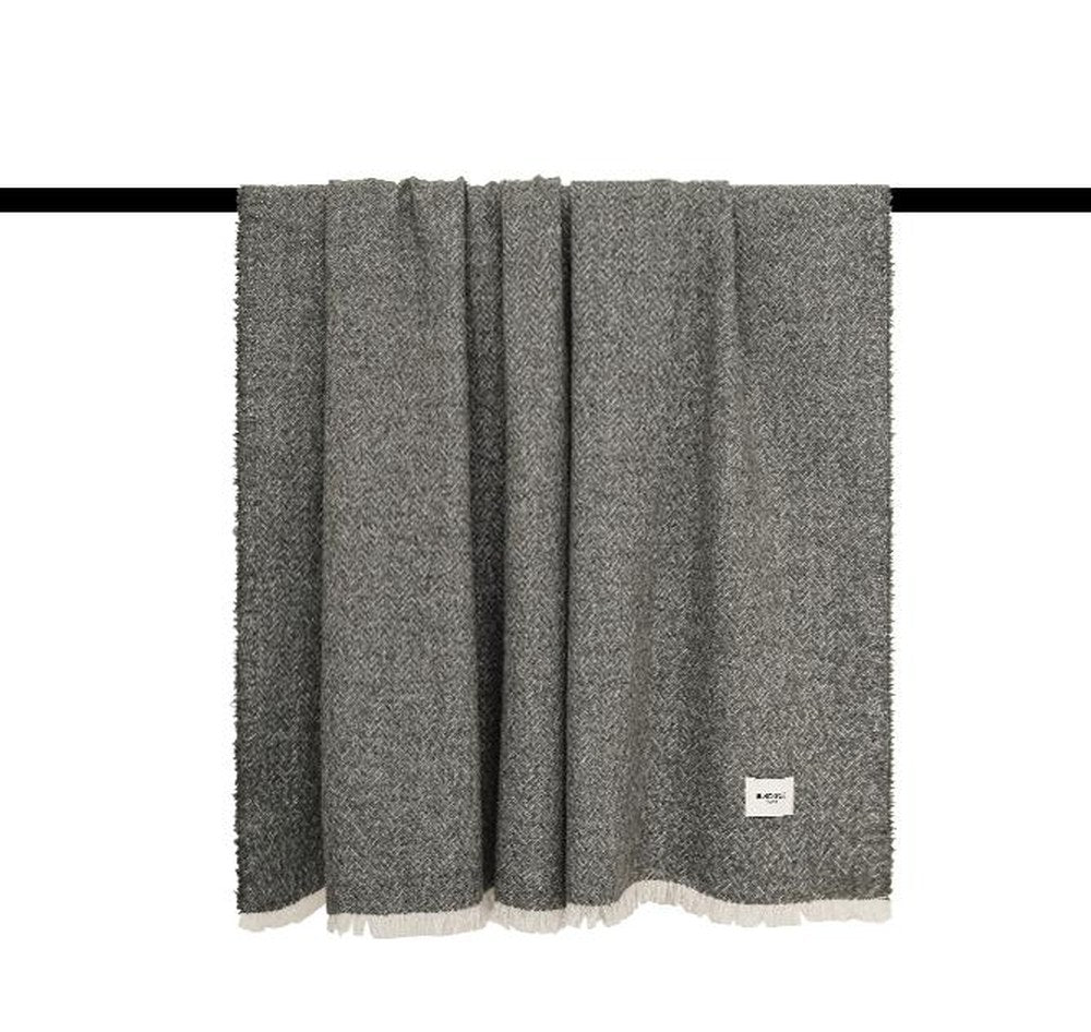 Alpaca Wool Blend Throw Blanket in Grey