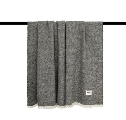 Alpaca Wool Blend Throw Blanket in Grey