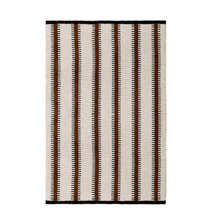 Cream and Brown Striped Woven Throw Blanket in Cream and Brown