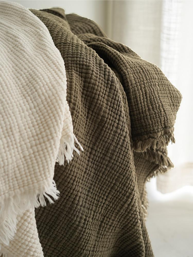Four-Layer Cotton Muslin throw, styled at home