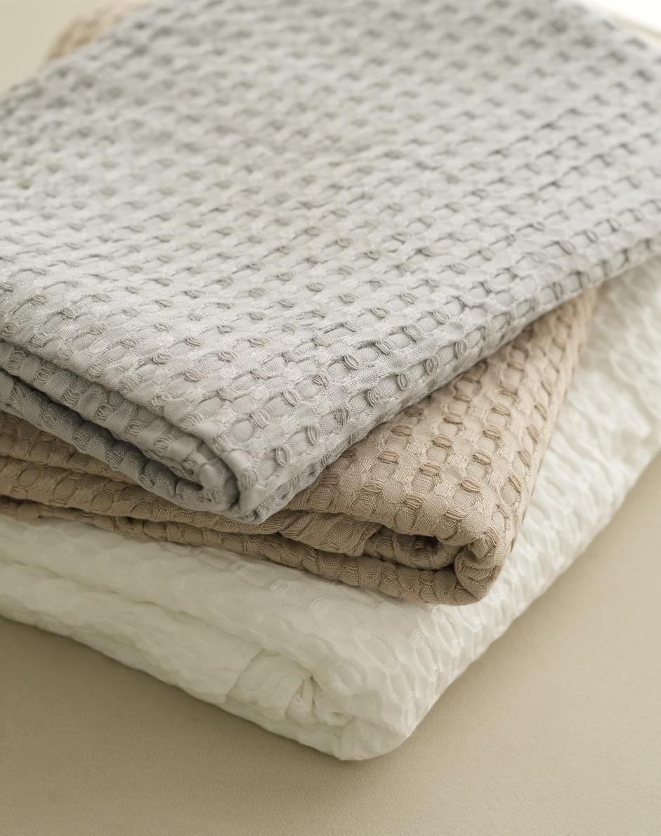 Waffle Weave Viscose Cotton Blanket, styled at home
