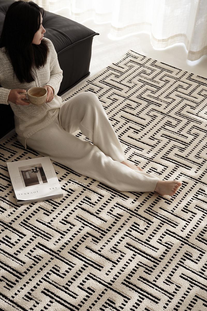 Loop-Pile Geometric rug, styled at home
