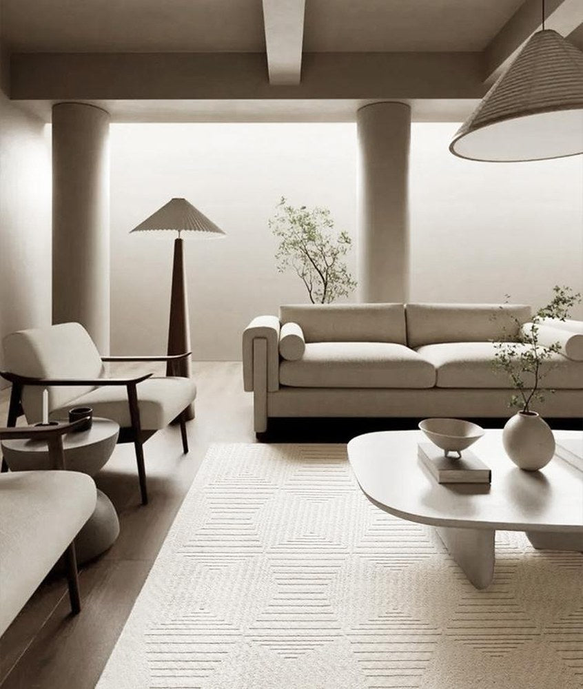 Loop-Pile Geometric rug, styled at home