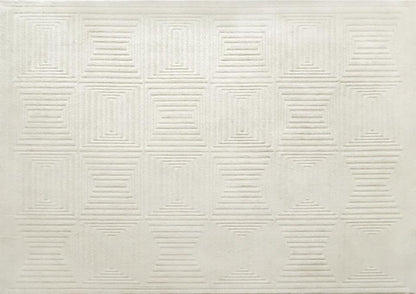 Loop-Pile Geometric Rug in Beige Ripple
