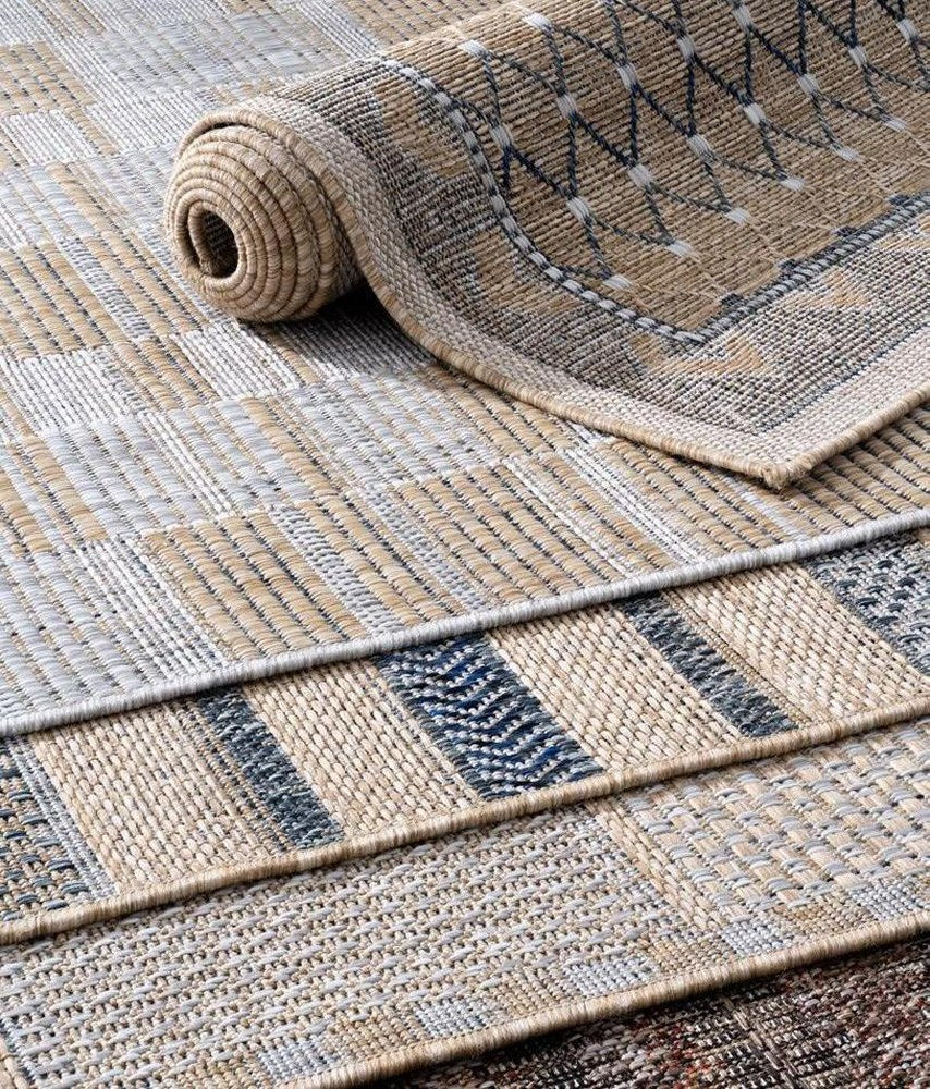 Patterned Flatweave rug, styled at home