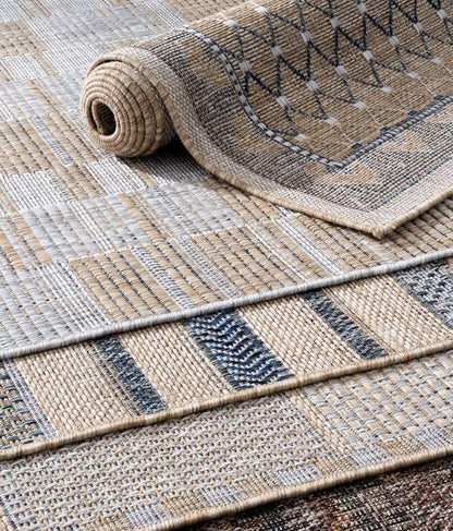 Patterned Flatweave rug, styled at home