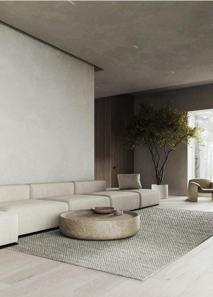 Chunky Hand-Woven Wool rug, styled at home