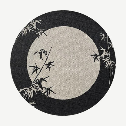 Bamboo Shadow Wool Blend Rug in Camel, Round