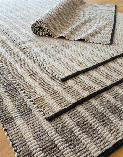 Striped Hand-Woven rug, styled at home