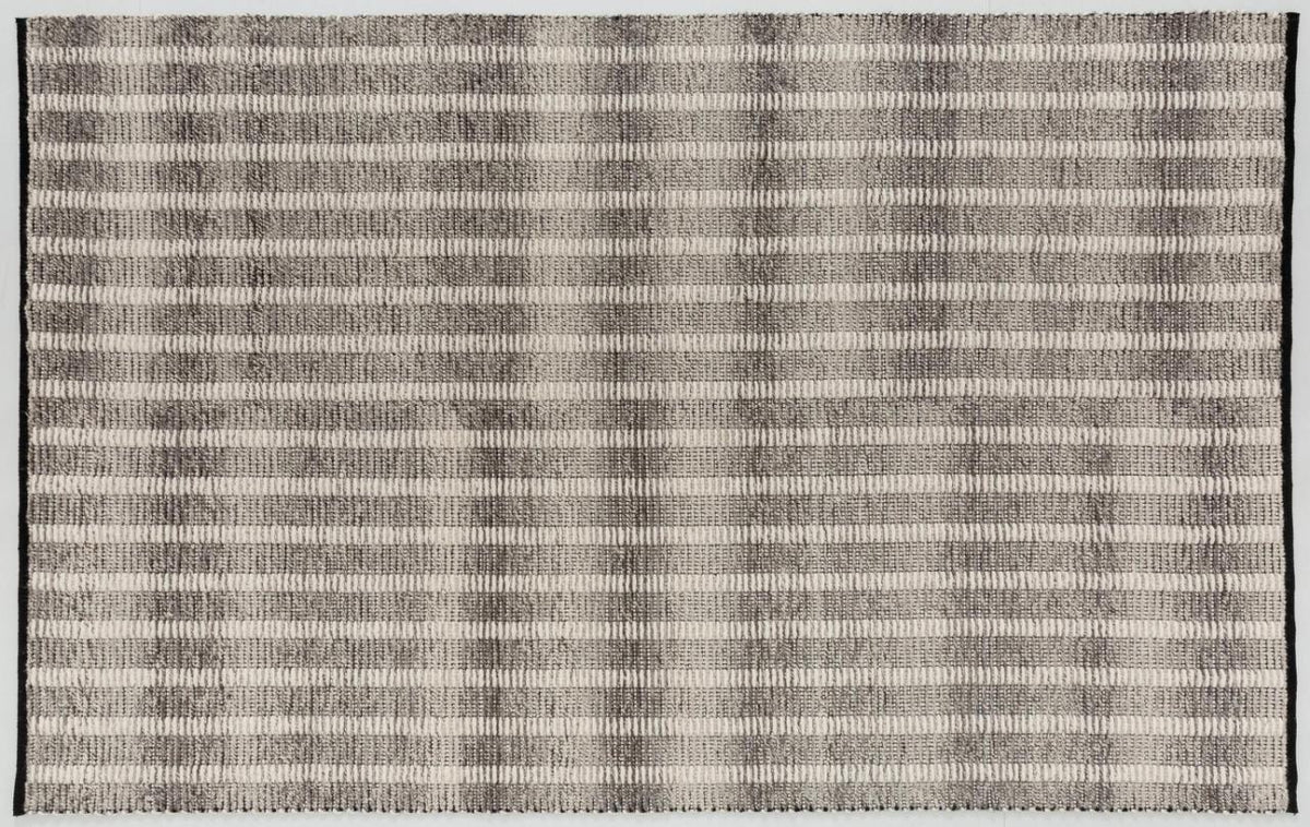 Striped Hand-Woven Rug in Dark Grey