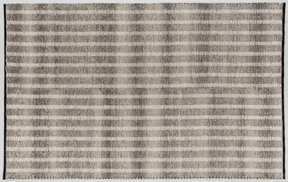 Striped Hand-Woven Rug in Dark Grey