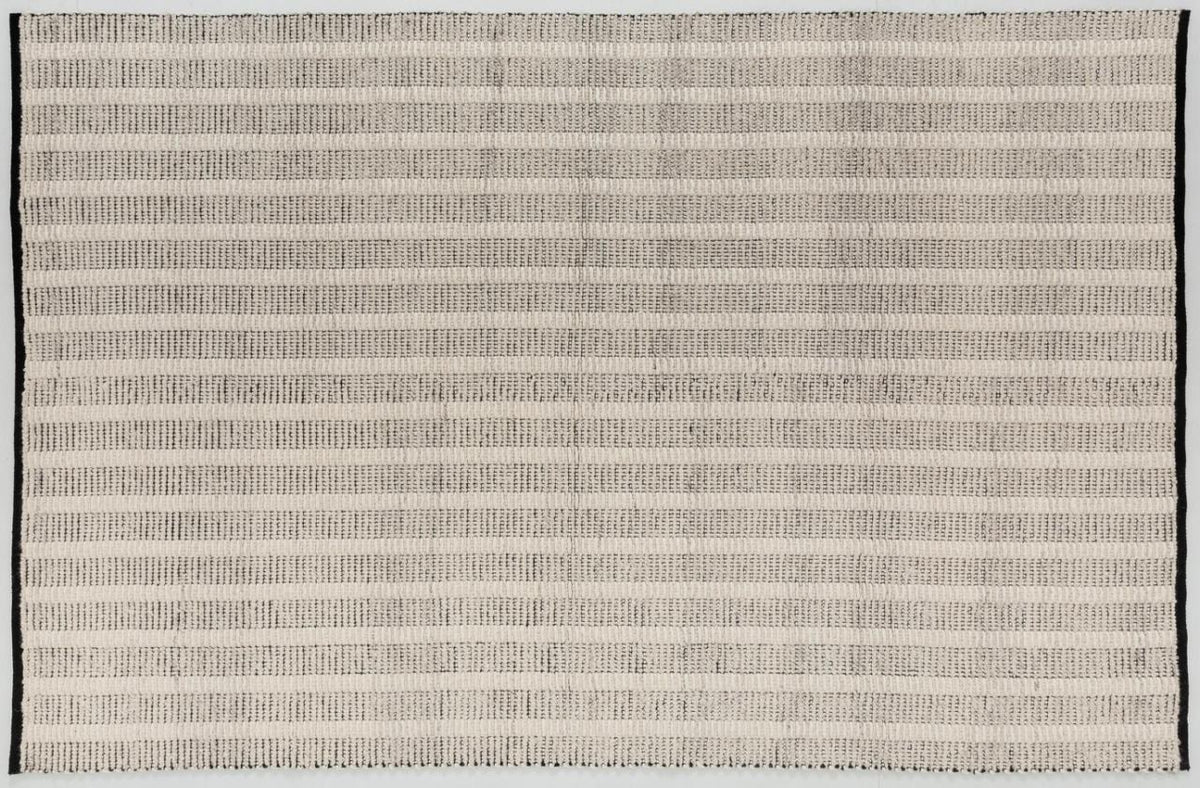 Striped Hand-Woven Rug in Light Grey