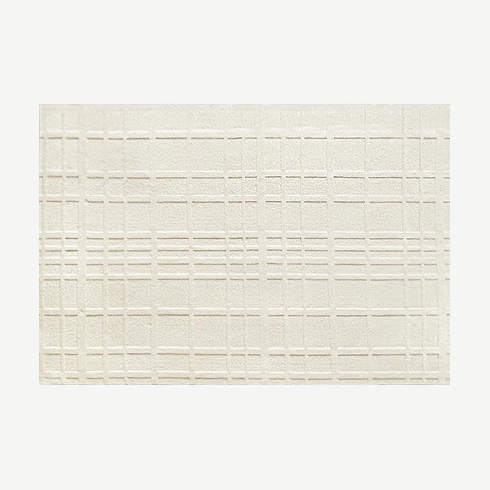 Beige Raised Grid Rug in Beige White
