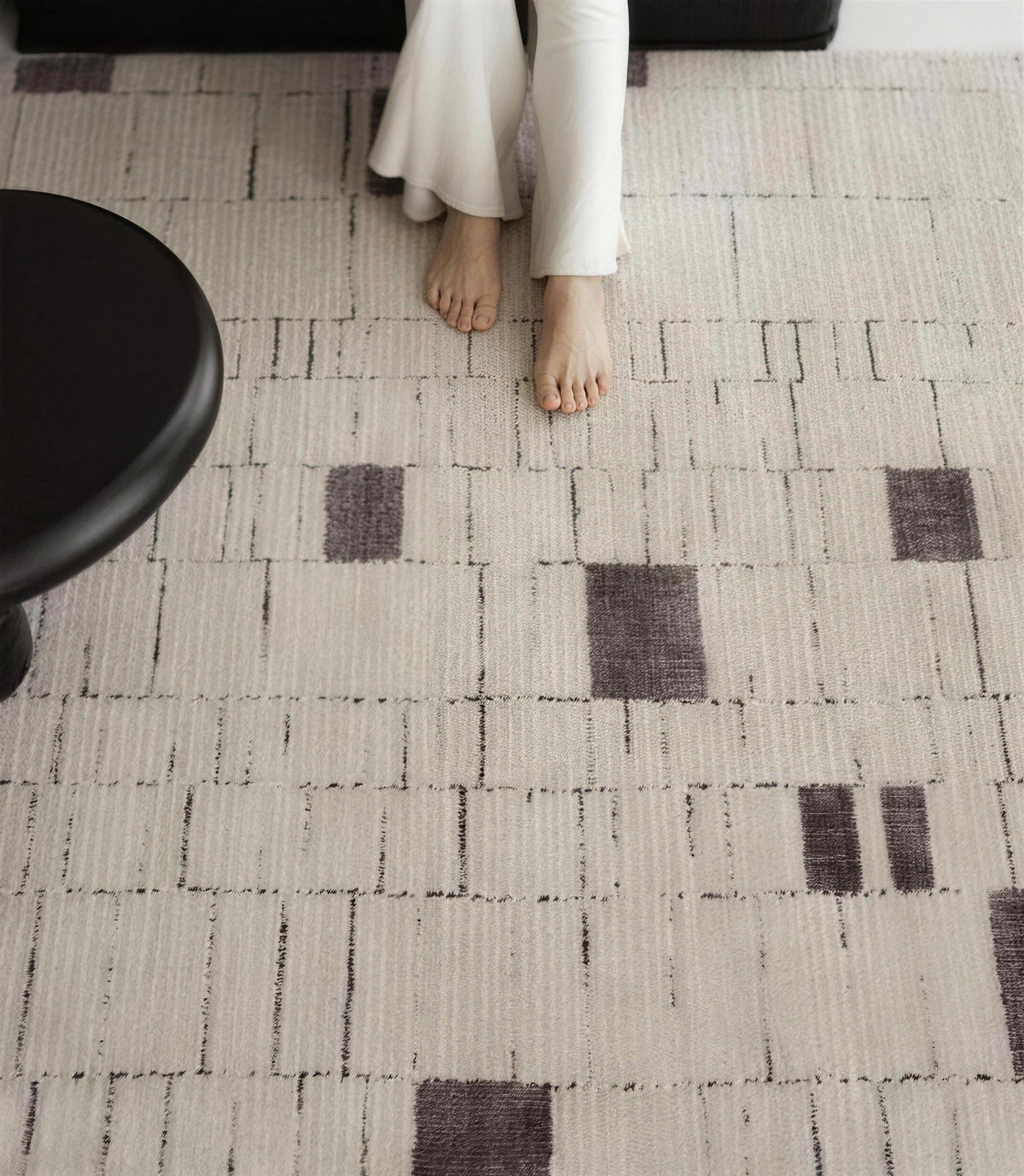 Ivory Block Pattern rug, styled at home