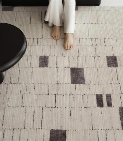 Ivory Block Pattern rug, styled at home