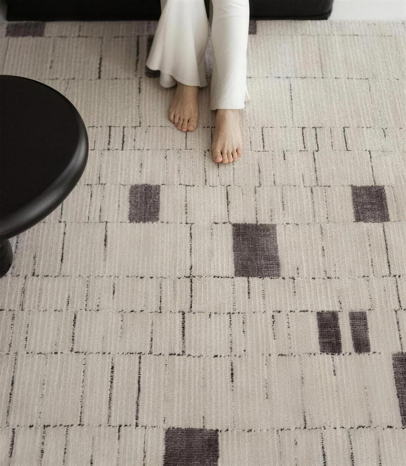 Ivory Block Pattern rug, styled at home