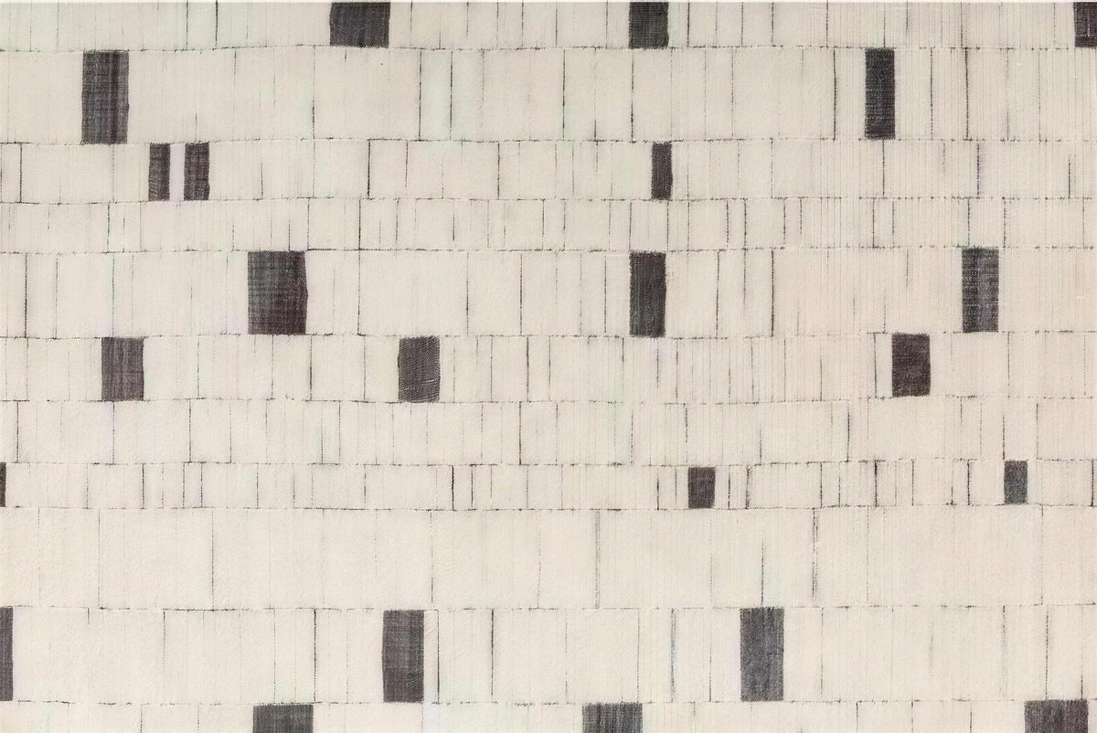 Ivory Block Pattern Rug in Ivory and Charcoal