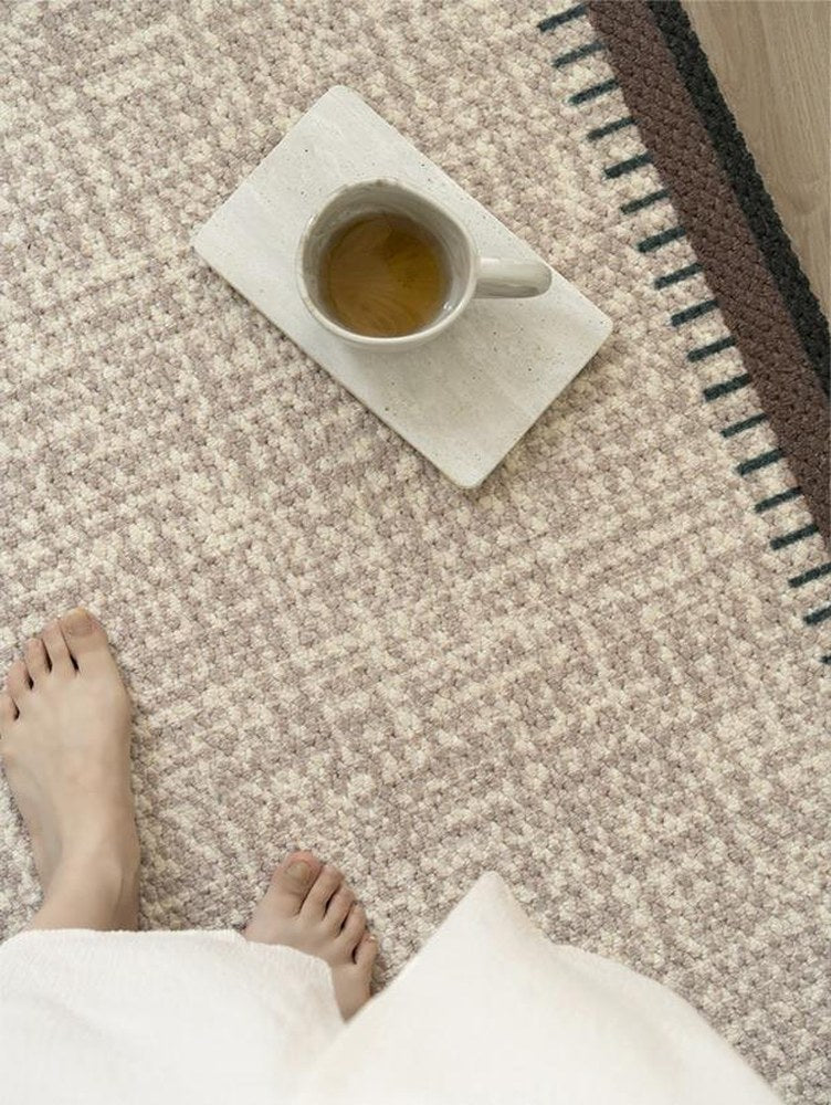 Walnut Brown Bordered rug, styled at home