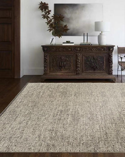 Light Coffee Bordered rug, styled at home