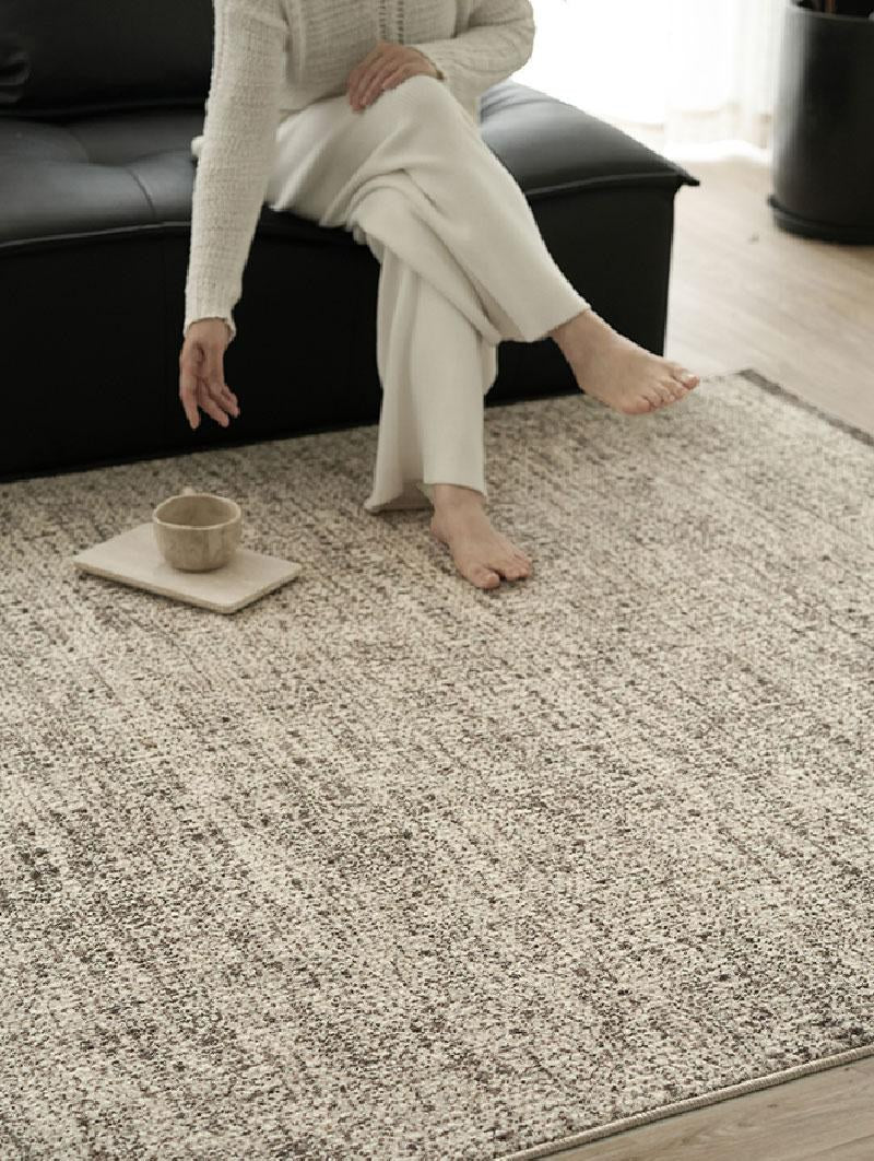 Light Coffee Bordered rug, styled at home