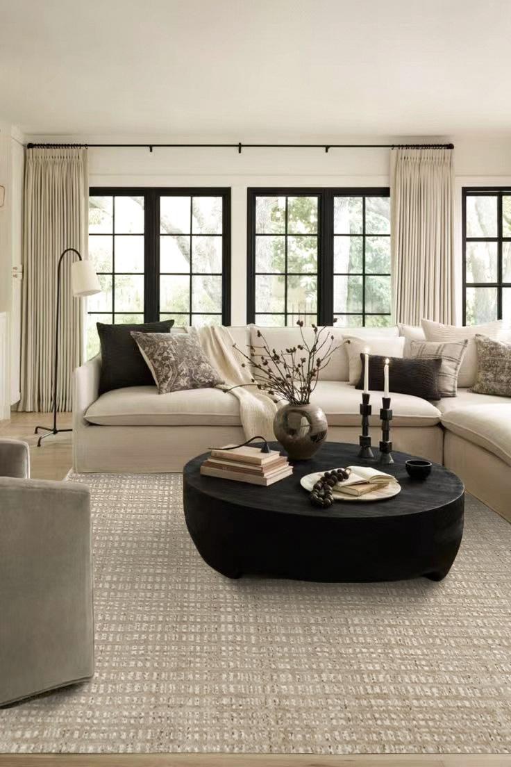 Drift White Textured rug, styled at home