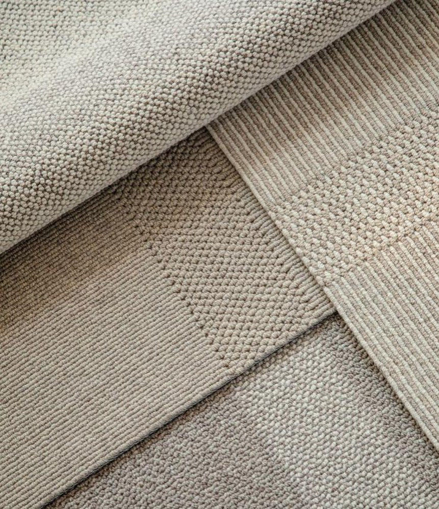 Striped Border Woven rug, styled at home