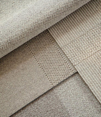Striped Border Woven rug, styled at home