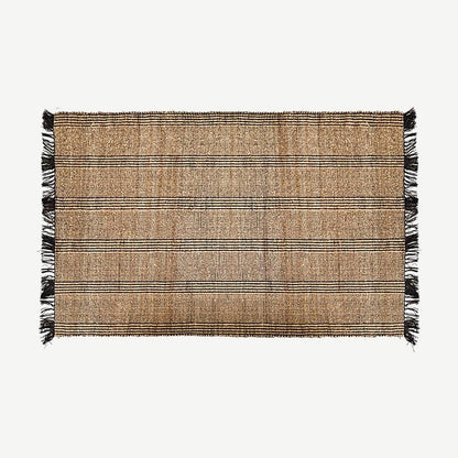 Striped Jute Fringed Rug in Vintage Coffee