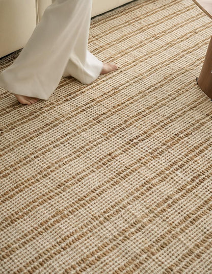 Jute Wool Stripe Hand-Woven rug, styled at home