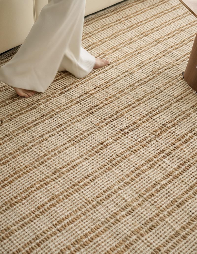 Jute Wool Stripe Hand-Woven rug, styled at home