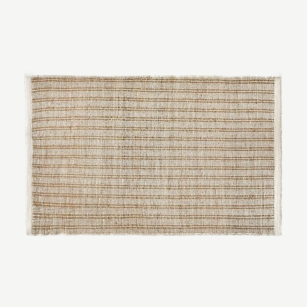 Jute Wool Stripe Hand-Woven Rug in Cream