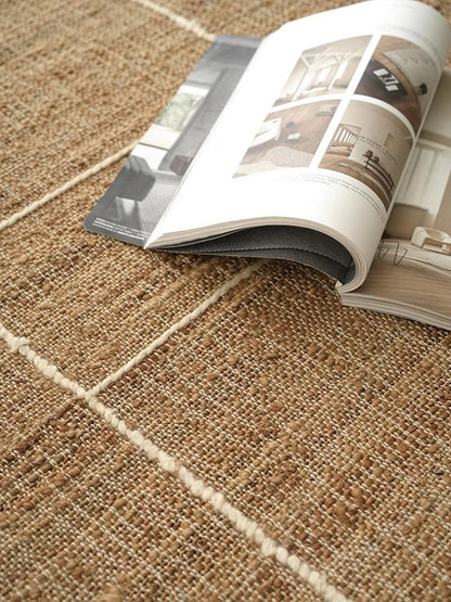 Jute Grid Hand-Woven rug, styled at home